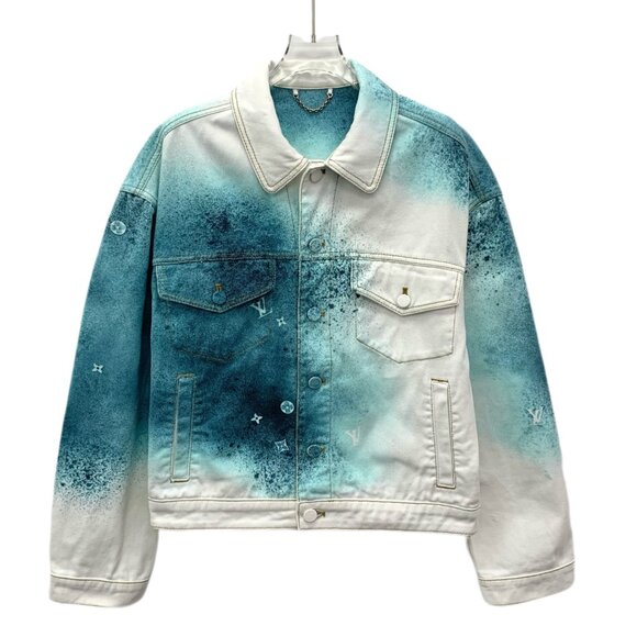 Louis Vuitton 2023 White painted gradient logo monogram cotton denim jacket - Picture 1 of 9